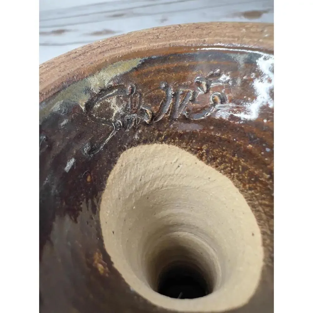 VINTAGE 70s Studio Art Pottery Handmade Stoneware Drip Wine Water Goblet
